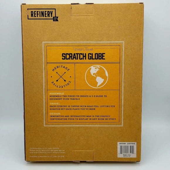 3/$15 Scratch map globe travel map by refinery & co. Christmas gift - Picture 2 of 3